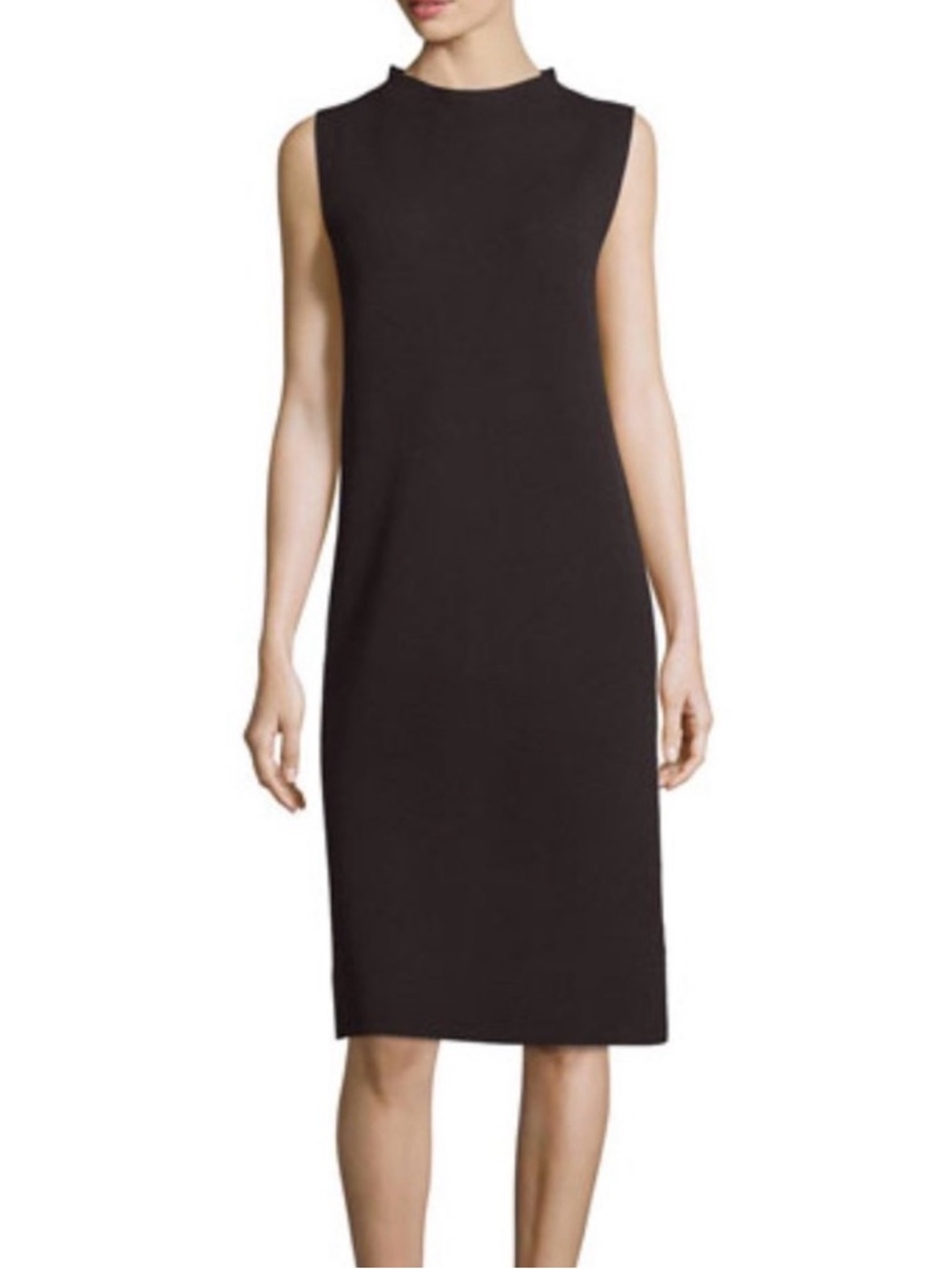 Eileen Fisher Black Sleeveless Midi Shift Dress 100%Wool